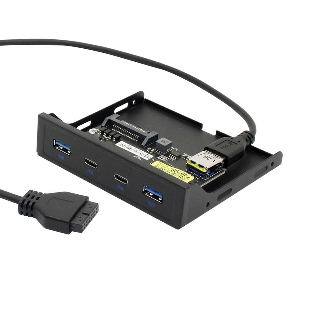 ORIENT C092, Планка портов 3.5" на переднюю панель 2xUSB Type-C + 2xUSB 3.0 (USB3.2 Gen1), 20Pin кабель 50см, металл, oem