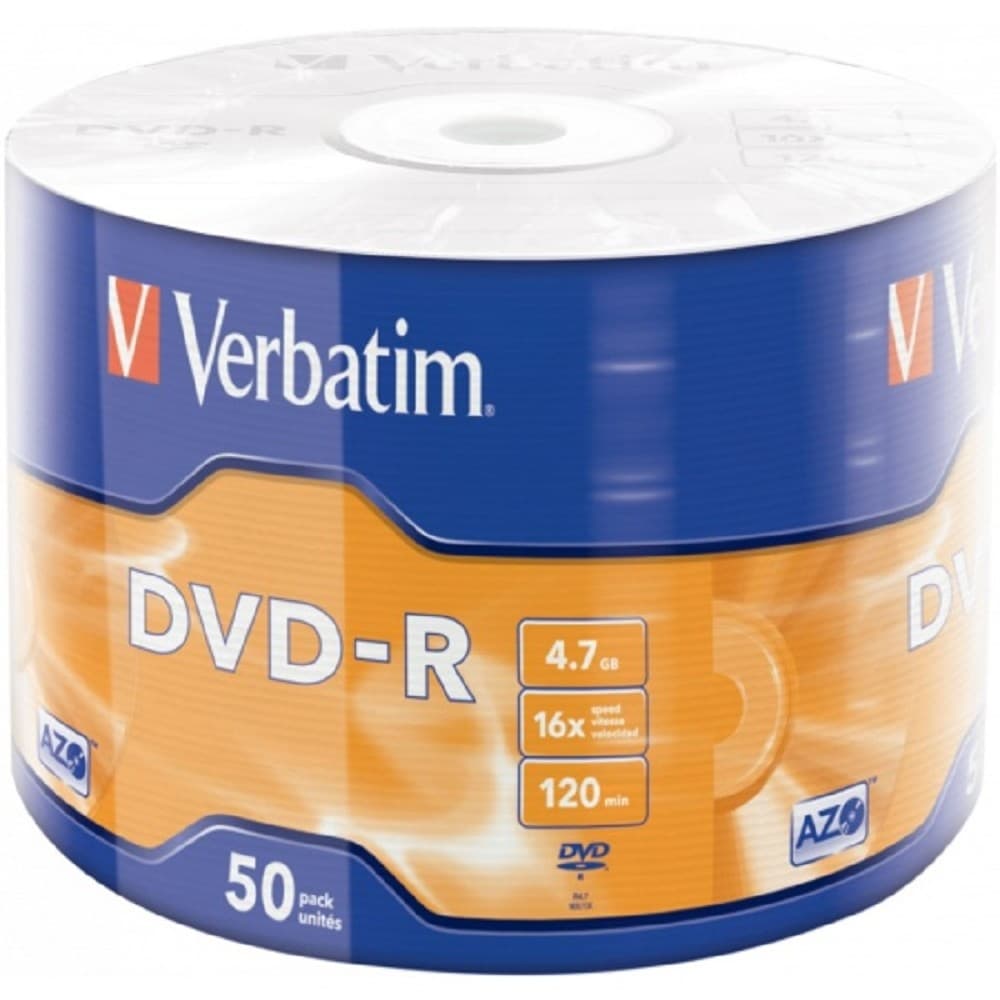 Verbatim Диски DVD-R Verbatim 16-x 4.7Gb (50 шт)/Shrink/50 Azo
