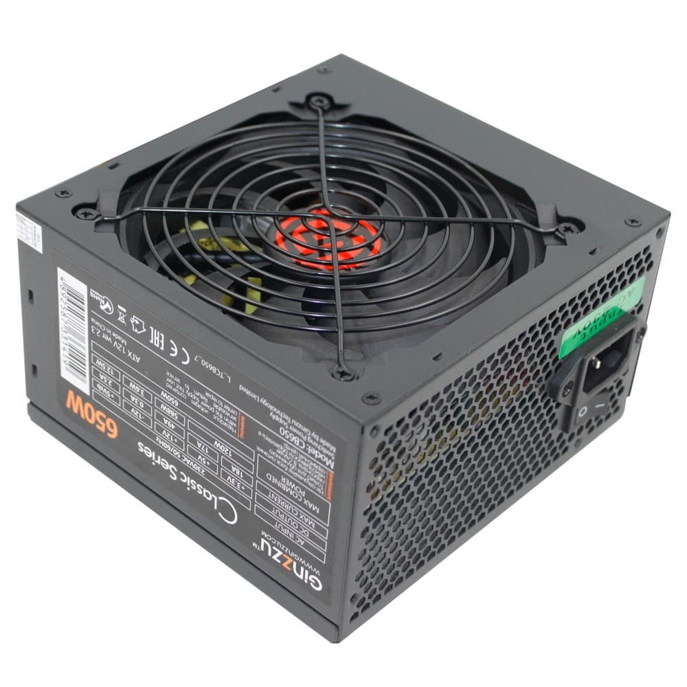 Ginzzu CB650 12CM black,24+4p,2 PCI-E(6+2), 4*SATA, 3*IDE,оплетка MB, кабель питания