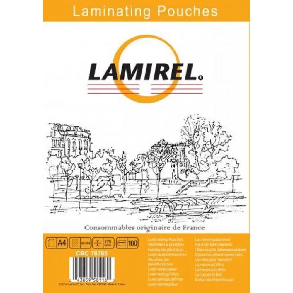 Пленка для ламинирования Fellowes 175мкм A4 (100шт) глянцевая Lamirel LA-7876501 (LA-78765)