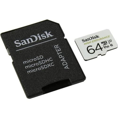 Флеш карта microSD 64GB SanDisk microSDXC Class 10 UHS-I U3 V30 High Endurance Video Monitoring Card