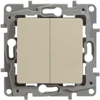 Legrand 672302 Выключатель двухклавишный - Etika - 10 A - 250 В~ - слоновая кость