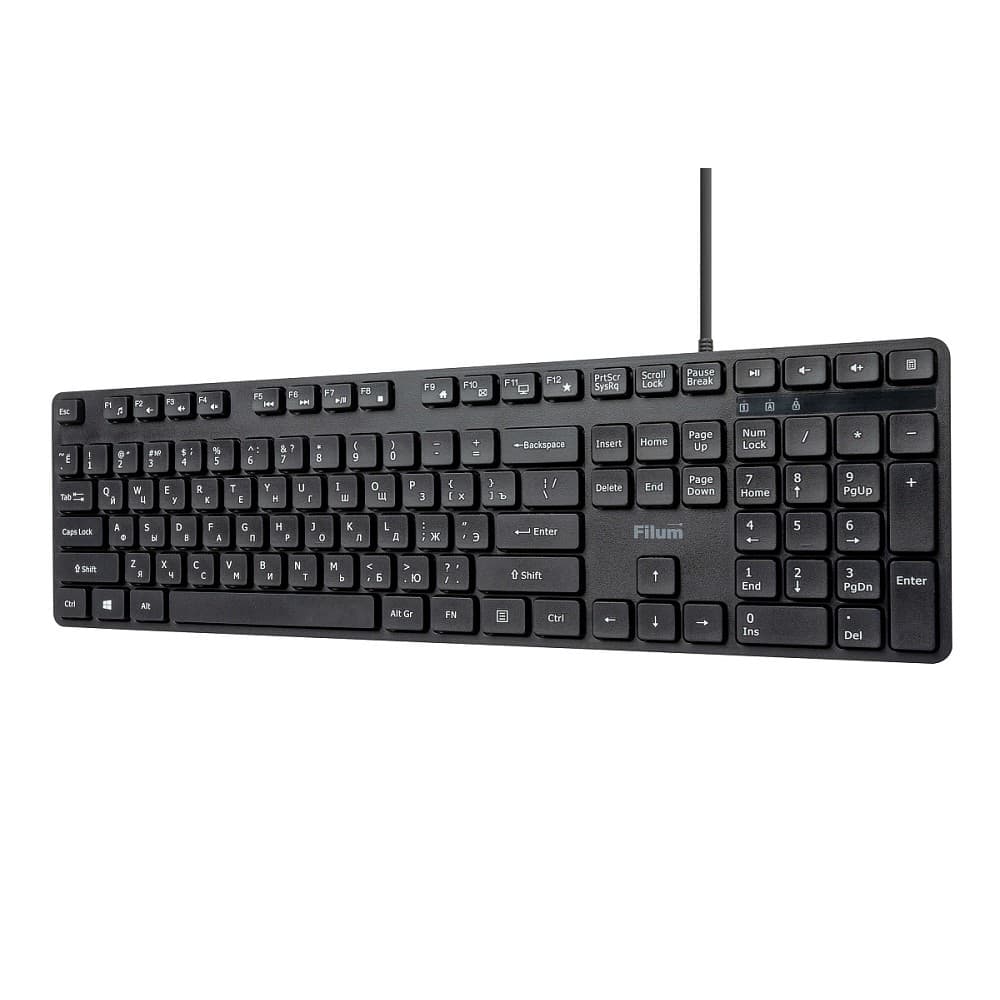 Клавиатура Filum FL-KB15-BK USB 108 кл., мембранная, черная, Windows XP/Vista/7/8/10, MacOS