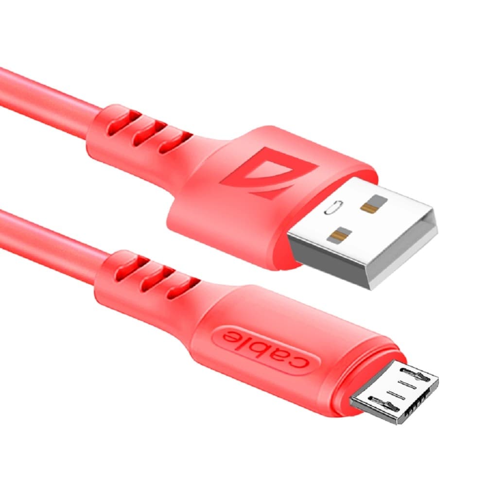 Defender Акция!!! USB кабель F207 Micro, red, 1м,2.4А,силикон, пакет (87108RED)