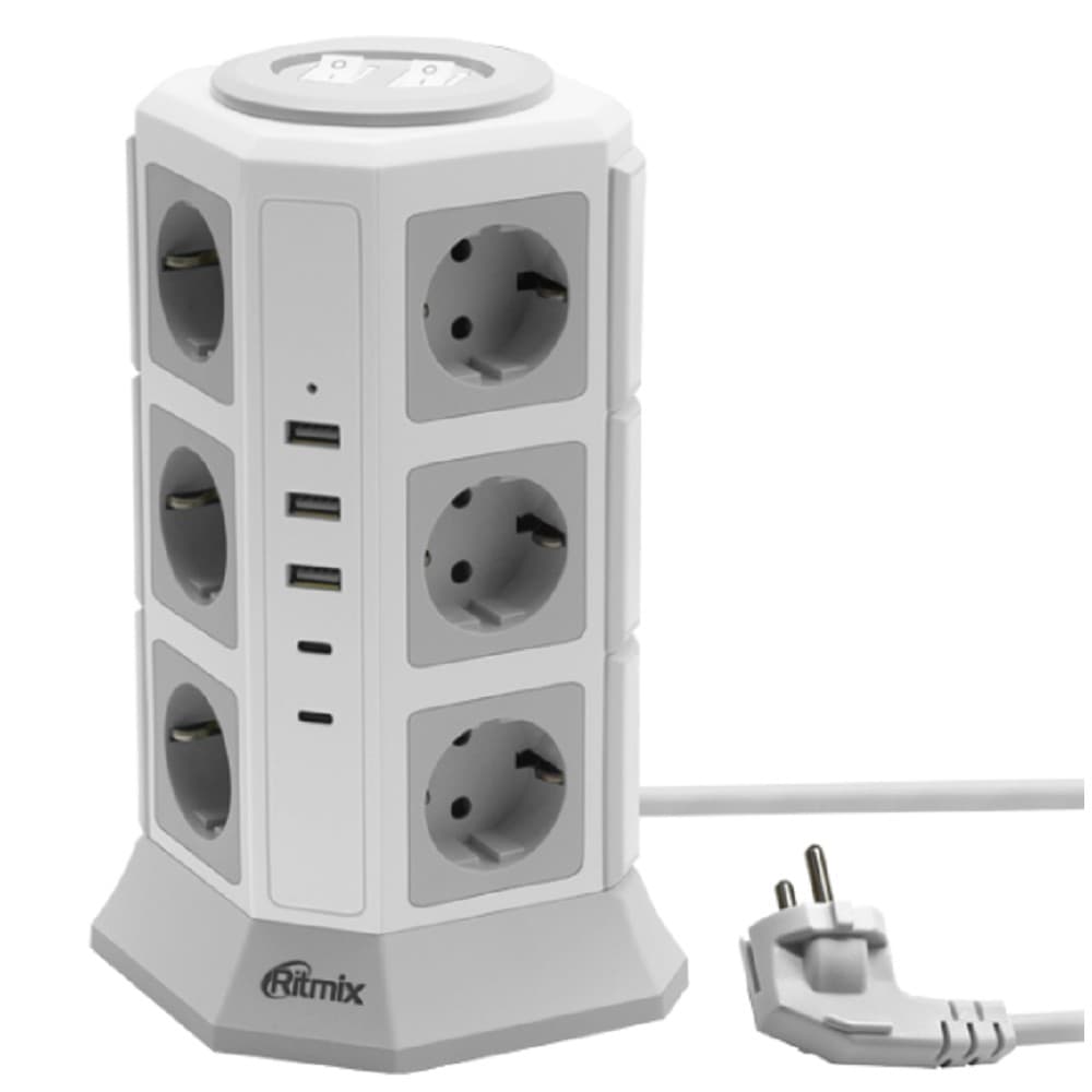 RITMIX RM-2123C White Сетевой фильтр с кнопкой питания