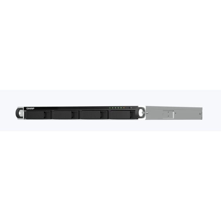 QNAP TS-464U-RP-4G NAS 4 HDD trays, rackmount 1U, 2 PSU. 4-core Intel Celeron N5105/N5095 up to 2.9 GHz, 4 GB RAM (1 x 4 GB) up to 16 GB (2 x 8GB), 2.5 Gigabit Ethernet x 2, 4xUSB, 1xHDMI . PCIe Gen 3