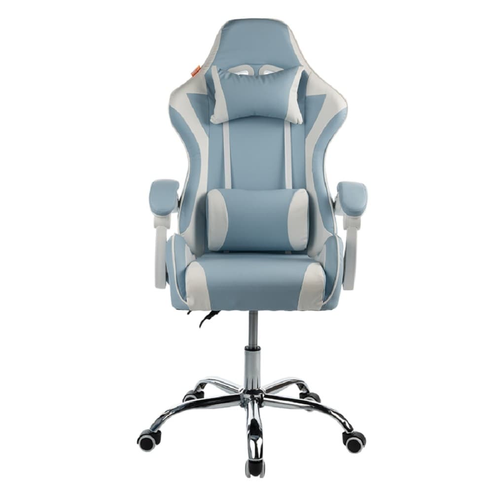 Кресло игровое Filum FL-CH-G-010 крестовина из металла/хром, спинка/сиденье экокожа, газлифт 100мм, колеса пластик с белой окантовкой, подушка для шеи