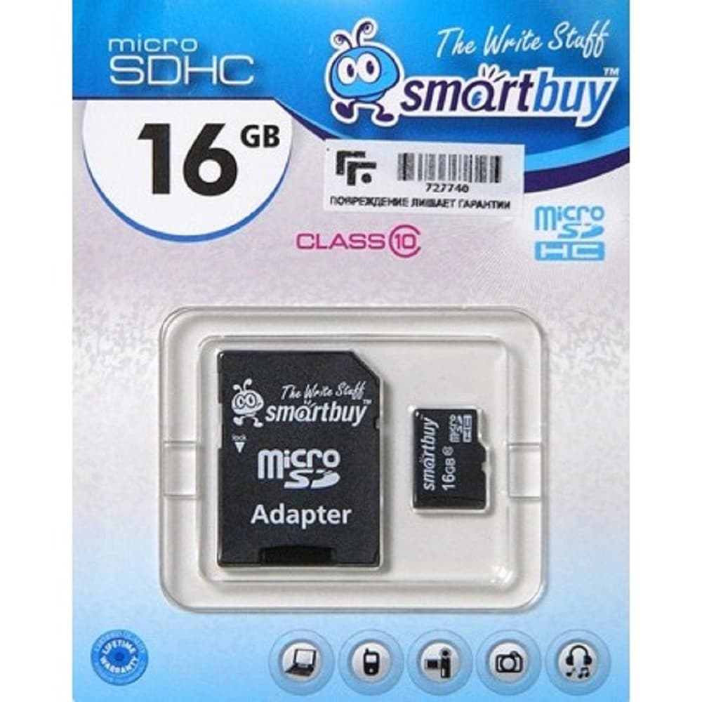 Micro SecureDigital 16Gb Smartbuy SB16GBSDCL10-01