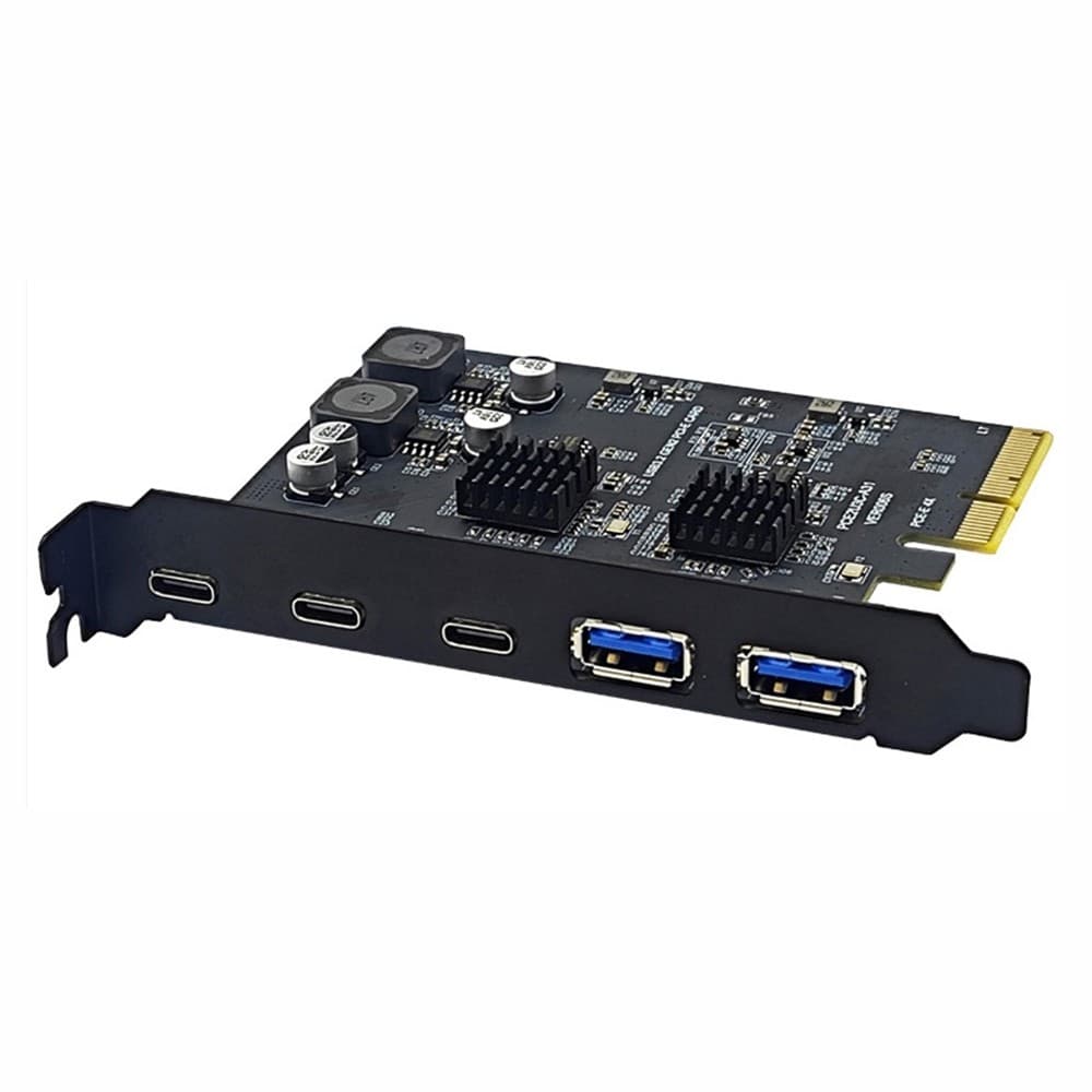 ORIENT AM-U3142PE-2A3C, Контроллер PCI-Ex4 v3.0, USB 3.2 Gen2, скорость до 10 Гбит/с, 5-port ext (2xType-A + 3xType-C), ASM3142+VL822 chipset