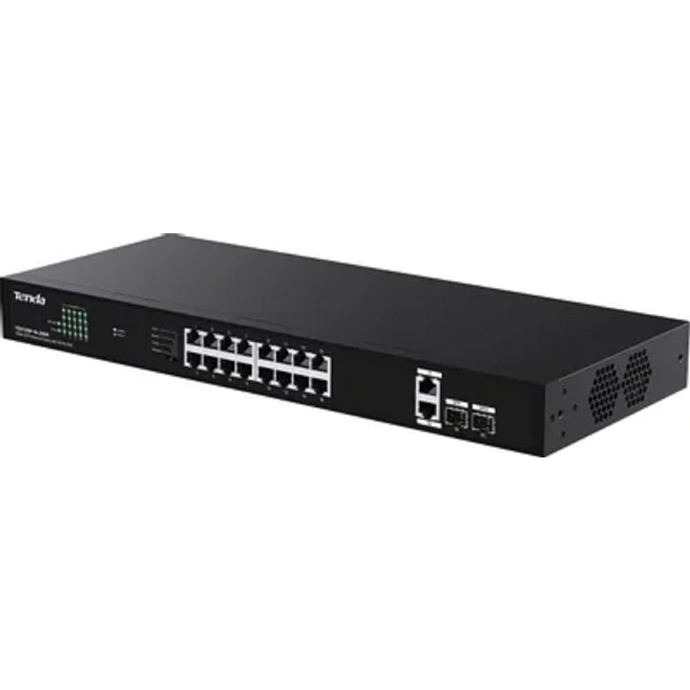 TENDA TEG1120P-16-250W Коммутатор неуправляемый PoE, 18 портов, 18x1 Гбит/с, PoE 16х30 Вт (до 250Вт), SFP 2x1 Гбит/с, установка в стойку