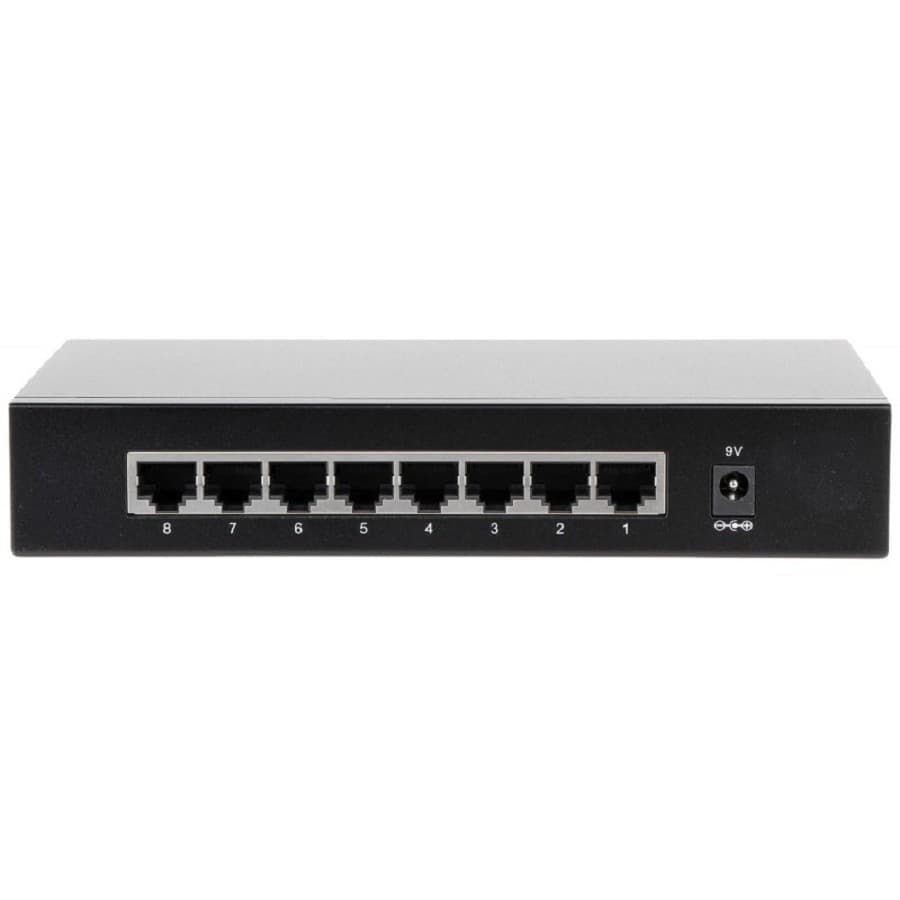 DAHUA DH-PFS3008-8GT 8-портовый гигабитный неуправляемый коммутатор, 8xRJ45 1Gb, коммутация 16 Гбит/с, MAC-таблица 2К, металл