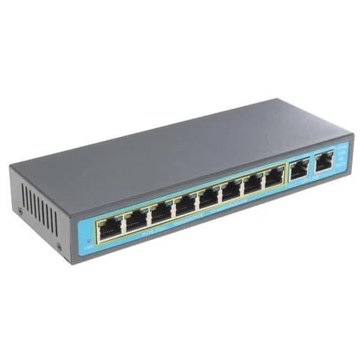 ORIENT SWP-7508POE/2P, PoE коммутатор 8 портов, 8xPoE 100Mbps + 2xUplink 10/100Mbps, Bandwidth 2.0Gbps, PoE-A (1/2+,3/6-), IEEE802.3af/at, до 144Вт, дальность 100/250 метров, внешний БП