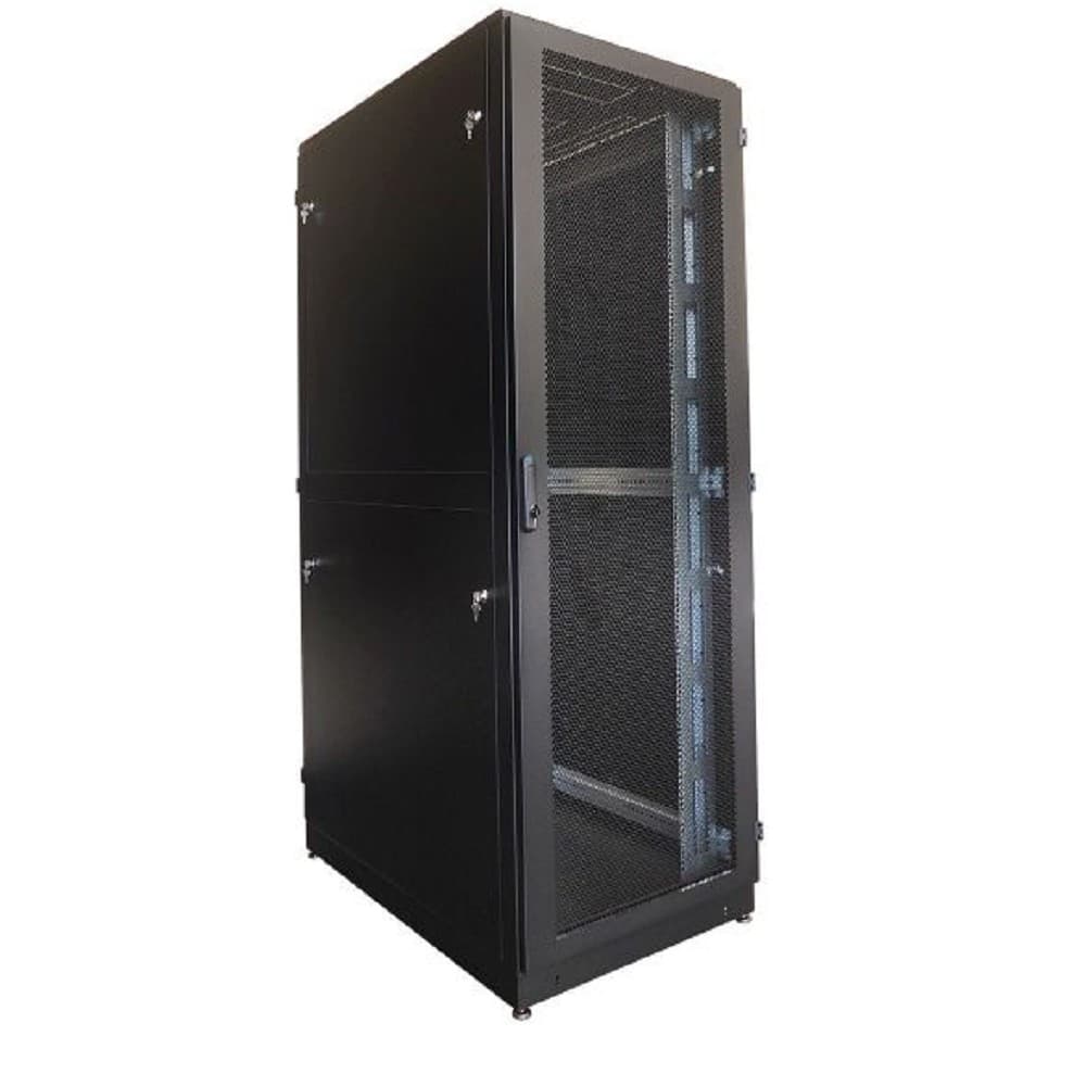 ЦМО Шкаф серверный напольный 48U (800 х 1000) двойные перфорированные двери 2 шт., цвет черный ШТК-М-48.8.10-88АА-9005