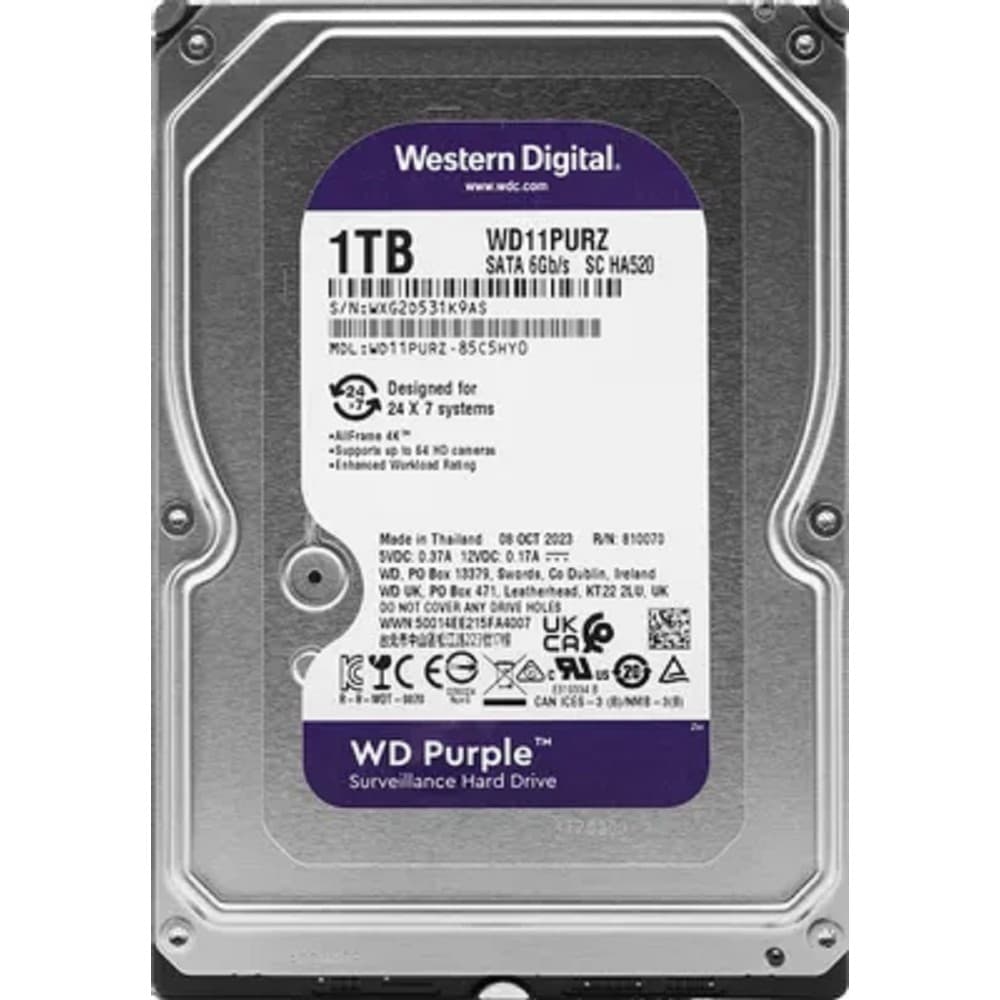 Жесткий диск Western Digital 1TB WD11PURZ, Purple, DV, SATA3, Cache 64MB, OEM