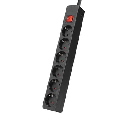 Filum Сетевой фильтр FL-SP6-3.0M-16, 4000 Вт., 6 розеток, защитные шторки, шнур 3.0 м., черный {00-01099765}