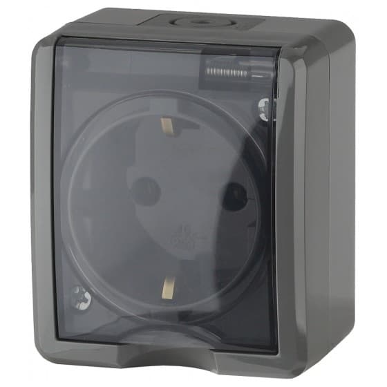 Розетка ЭРА 11-2401-03 2P+E IP54, 16АХ-250В, ОУ, Эксперт, серый (16/160/2560)