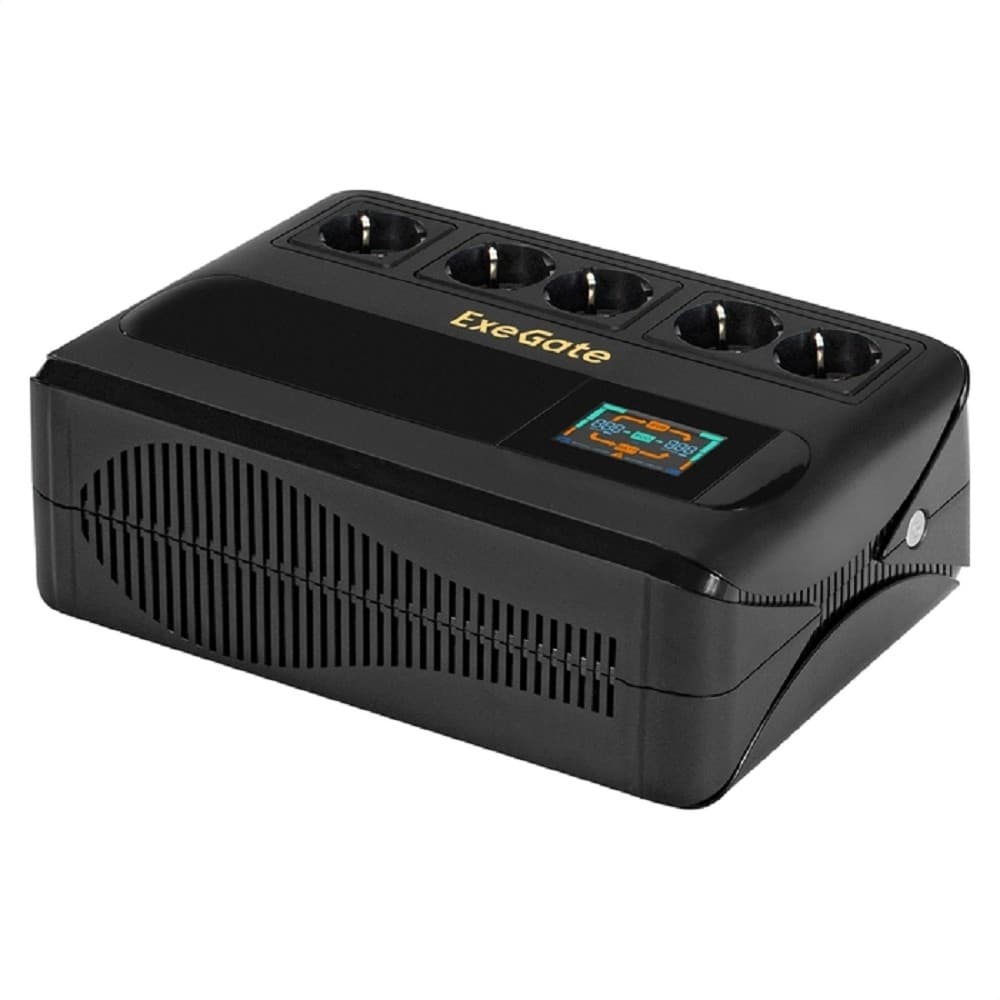 Exegate EX295685RUS ИБП ExeGate NEO Smart BU-800.LCD.AVR.5SH <800VA/480W, цветной LCD-дисплей, AVR, 5*Schuko, Black>