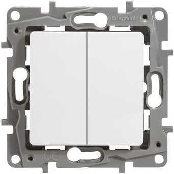 Legrand 672204 Выключатель двухклавишный с подсветкой - Etika - 10 A - 250 В~ - белый