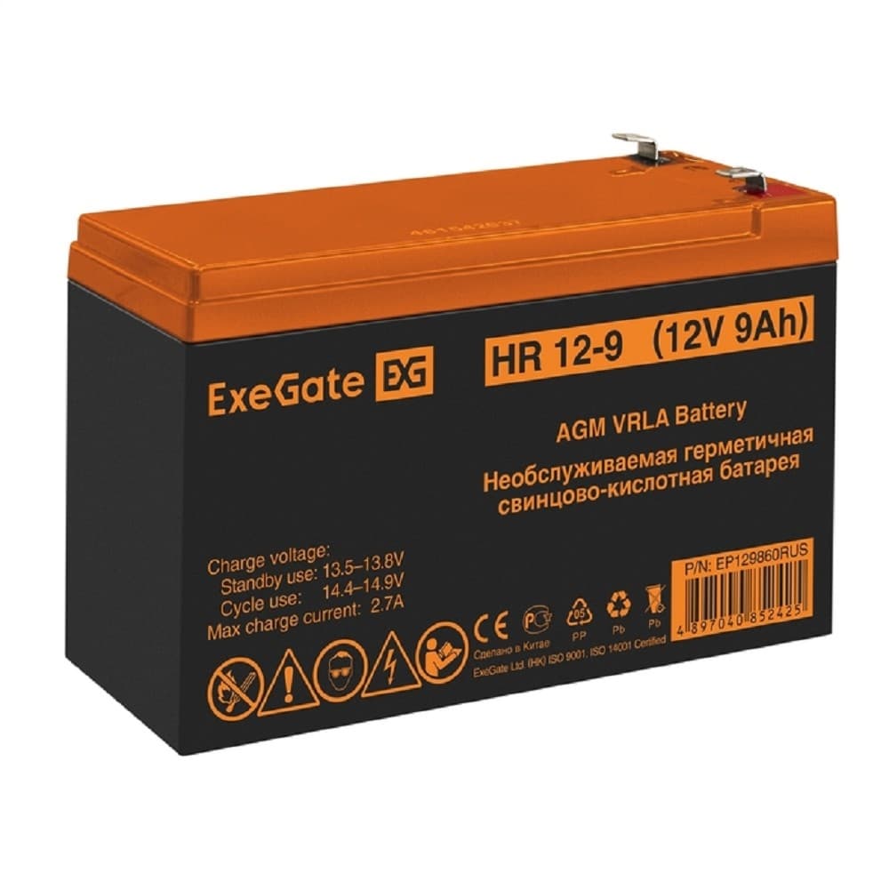 Exegate EP129860RUS Аккумуляторная батарея HR 12-9 (12V 9Ah 1234W, клеммы F2)