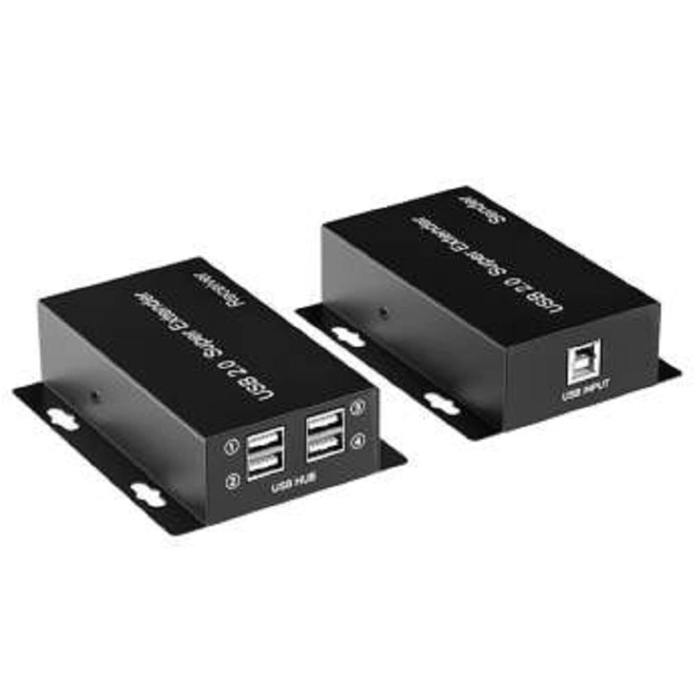 ORIENT VE02U4P, USB2.0 extender, удлинитель до 50 м по витой паре Cat6/6е, USB2.0 хаб 4 порта, питание от внешнего БП