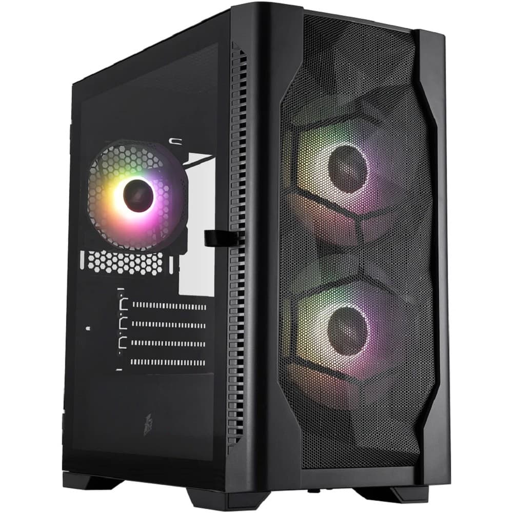 1STPLAYER Корпус DK D4-M ARGB Black / mATX / 2x140mm & 1x120mm ARGB fans / D4-M-BK-2F7-14-1F7