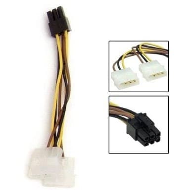 ORIENT C391, Переходник питания для PCI-Ex видеокарт 2 x Molex 4pin (M) -> 6pin