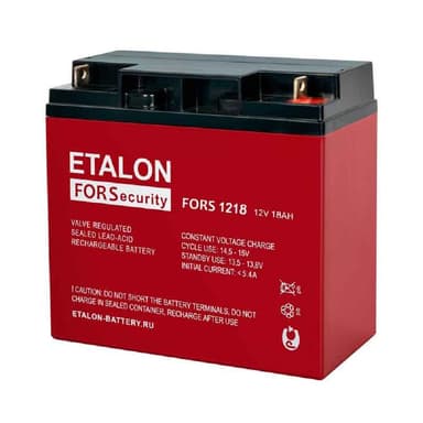 ETALON Аккумулятор FORS 1218 (12 В 18 Ач,Ушко болт+гайка М4-М5,5)