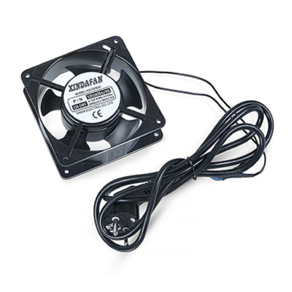 Вентиляторный модуль Cabeus, 220V, 1U, 38х120х120 мм (ВхШхГ), вентиляторов: 1, поток: 150 м3/ч, для настенных шкафов серии SH-05F, черный