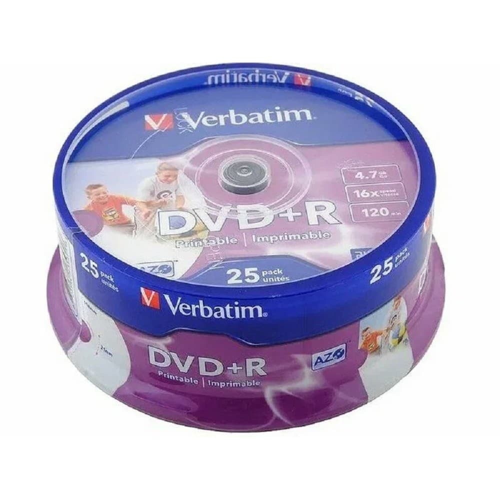 Verbatim Диски DVD+R 4.7Gb 16х, 25 шт, Cake Box