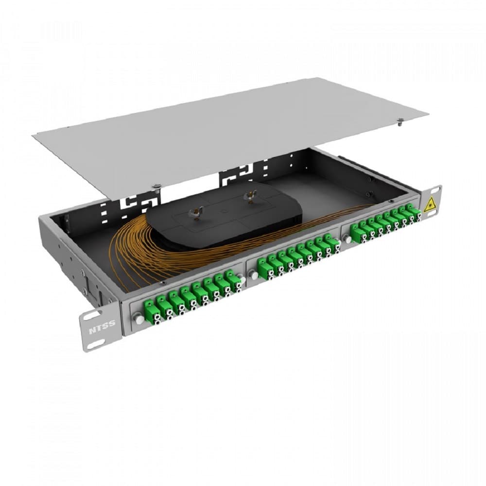 NTSS Кросс 19" NTSS PREMIUM, предсобранный 1U, 2 порта LC/APC duplex, 9/125 мкм, (сплайс, пигтейлы, кдзс, планки, адаптеры) NTSS-RFOB-PM-1U-2-2LC/A-9-SP1.5G1A