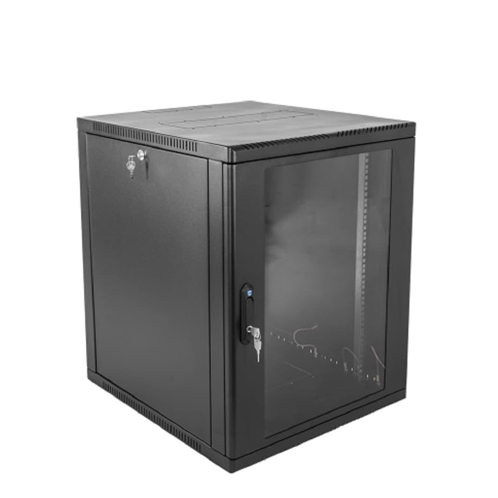 ЦМО Шкаф телекоммуникационный настенный 12U (600 x 650) дверь стекло, цвет черный (ШРН-12.650-9005)