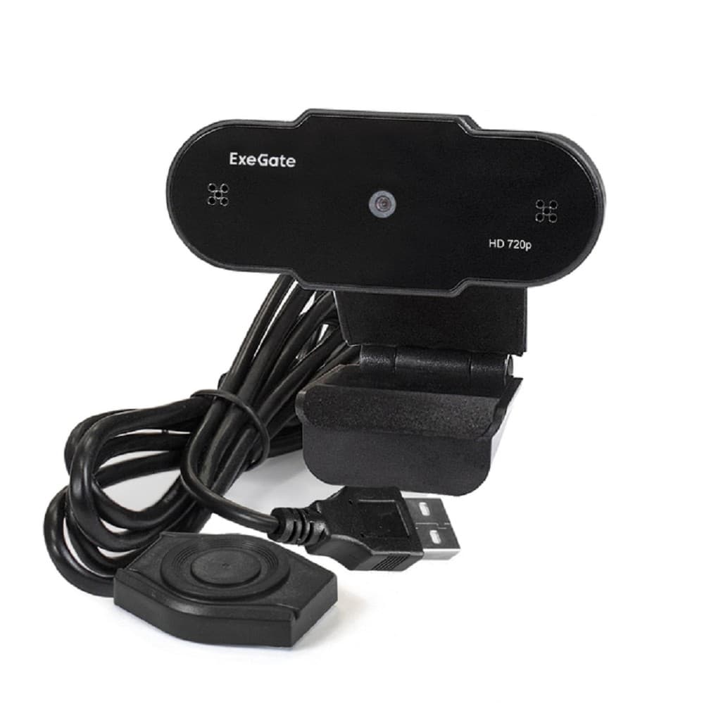Exegate EX287386RUS Веб-камера ExeGate BlackView C525 HD Tripod (матрица 1/3" 1,3 Мп, 1280х720, 720P, 30fps, 4-линзовый объектив, USB+35mm Jack, фиксированный фокус, микрофон с шумоподавлением)