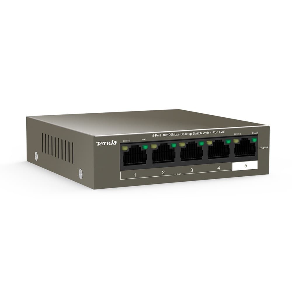 TENDA TEF1105P-4-63W Коммутатор настольный 5-Ports 10/100 Base-TX 4-Ports PoE(PoE бюджет 58W)