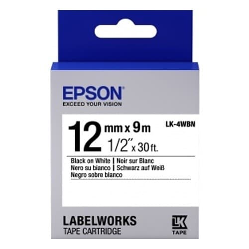 Epson Картридж с лентой C53S654021 Tape 12мм/9м, бел./черн.- LK4WBN