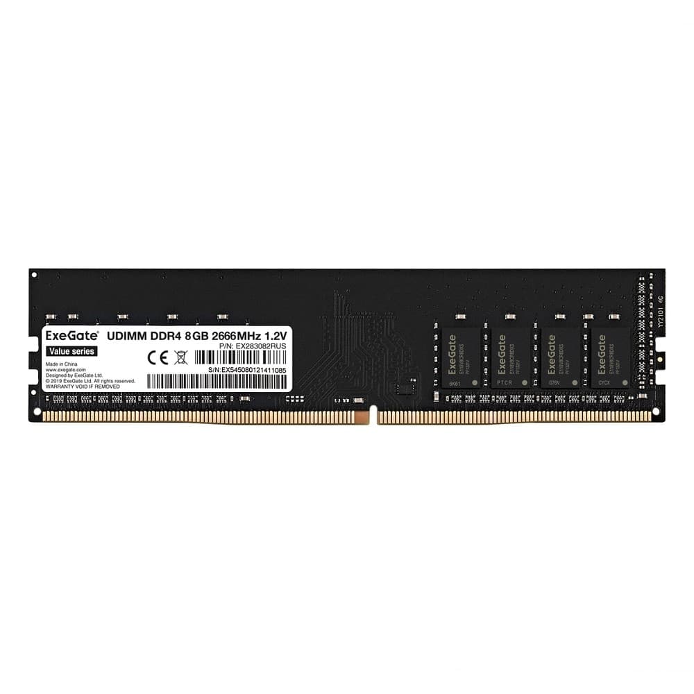 Exegate EX283082RUS Модуль памяти ExeGate Value DIMM DDR4 8GB <PC4-21300> 2666MHz