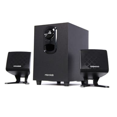 MICROLAB M-108 черный {2,5 Вт x2 + 5 Вт, Гармонические искажения: < 0,5% (1 Вт 1 кГц), Частотная характеристика: 35 Гц - 20 кГц, Отношение сигнал/шум: > 70 дБ, Разделение каналов: >40 дБ}