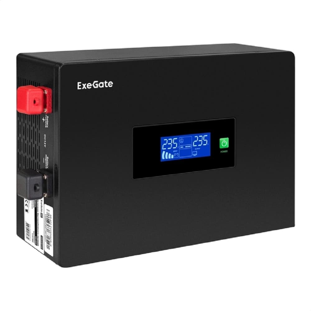 Exegate EX295992RUS ИБП (инвертор, синус, для котла, PF=1, настенный) ExeGate IdealSine SR-600.LCD.2SH <600VA/600W, чистая синусоида, цветной LCD-дисплей, 2*Schuko, настенный, Black>