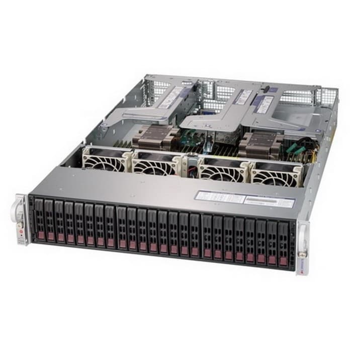 Supermicro SYS-2029U-TR4 2U, 2xLGA3647 (up to 205W), iC621 (X121PU), 24xDDR4, up to 24x2.5 SAS/SATA, up to 4x2.5 NVME Gen3 (optional), 4x 1000Base-T (i350), 2x PCIE x16, 4x PCIE x8 LP, 1x PCIE x8 LP