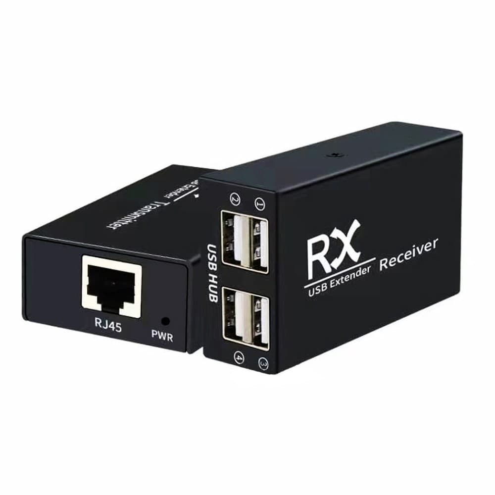 ORIENT VE01U4P, USB extender, удлинитель до 60 м по витой паре, USB хаб 4 порта, подключается 1 кабель UTP Cat5e/6, питание от внешнего БП
