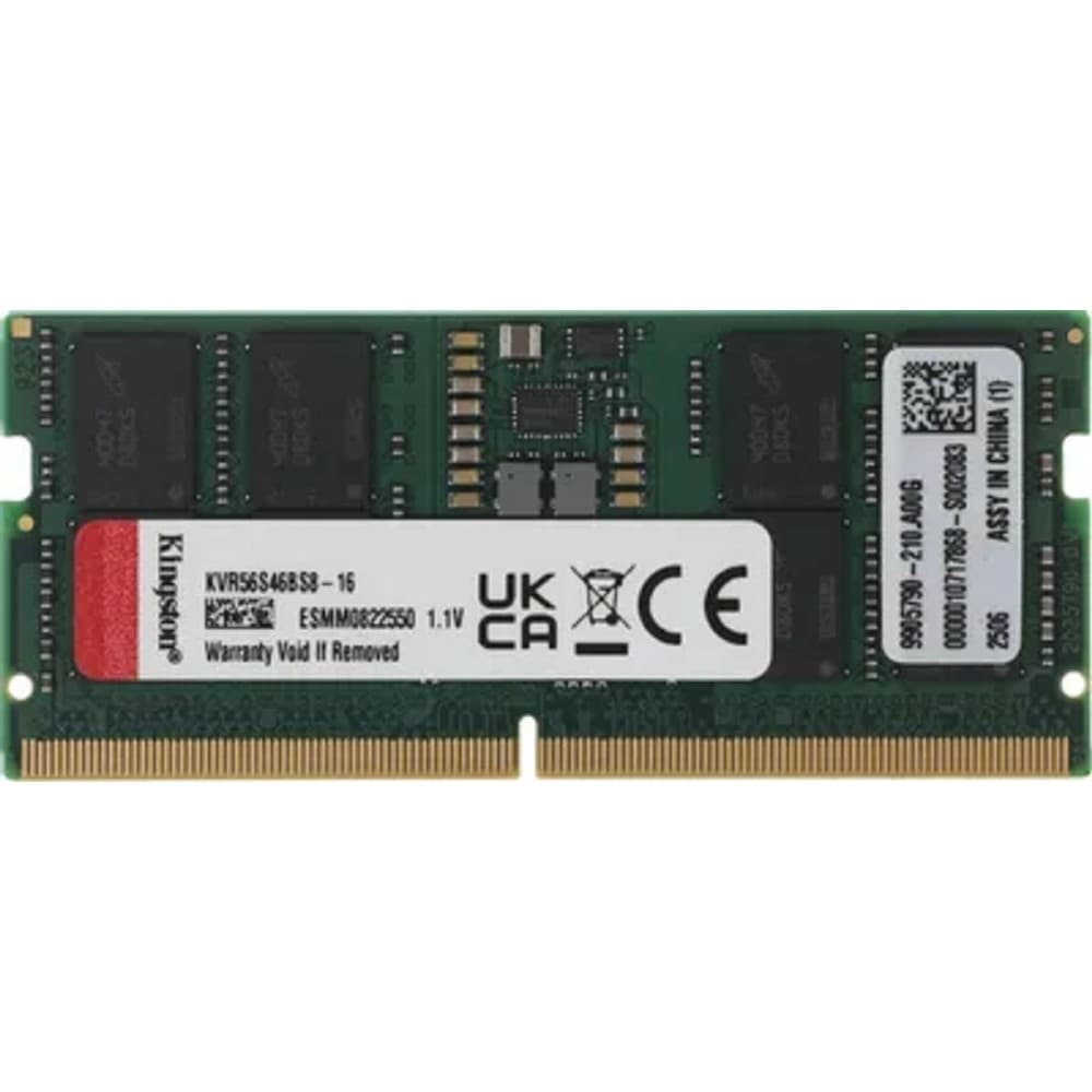 Kingston DDR5 SODIMM 16GB 5600MT/s Non-ECC CL46 1Rx8 KVR56S46BS8-16