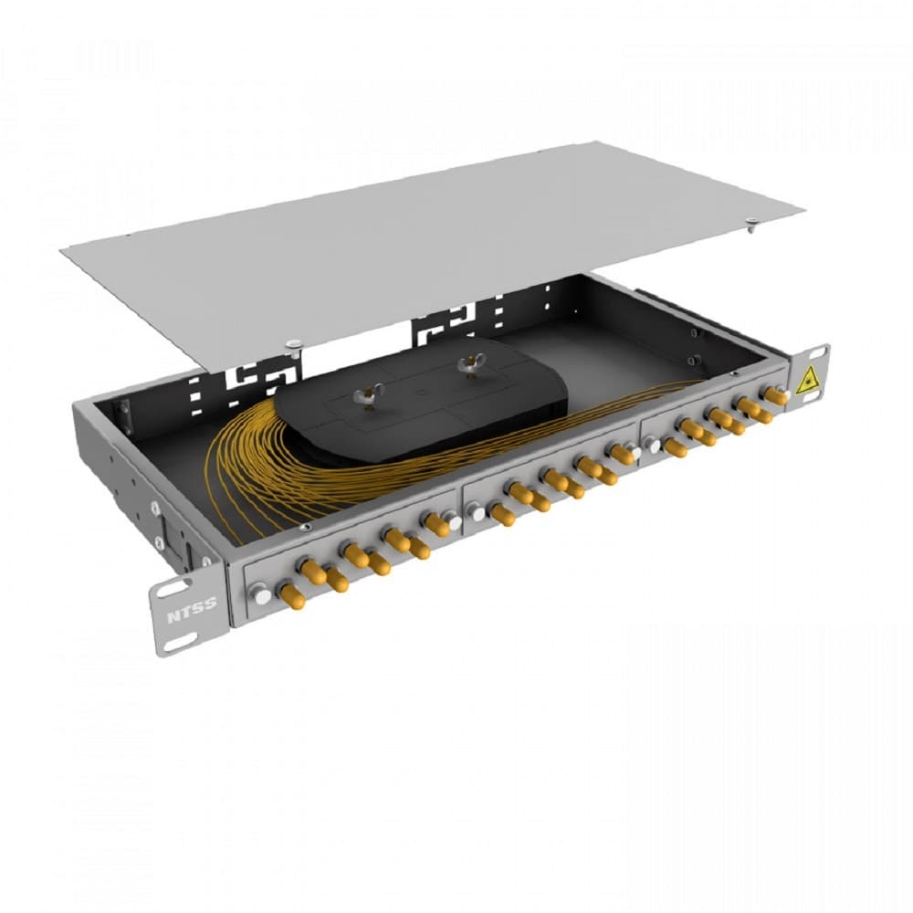 NTSS Кросс 19" NTSS PREMIUM, предсобранный 1U, 4 порта ST/UPC, 9/125 мкм, (сплайс, пигтейлы, кдзс, планки, адаптеры) NTSS-RFOB-PM-1U-4-ST/U-9-SP1.5G2A