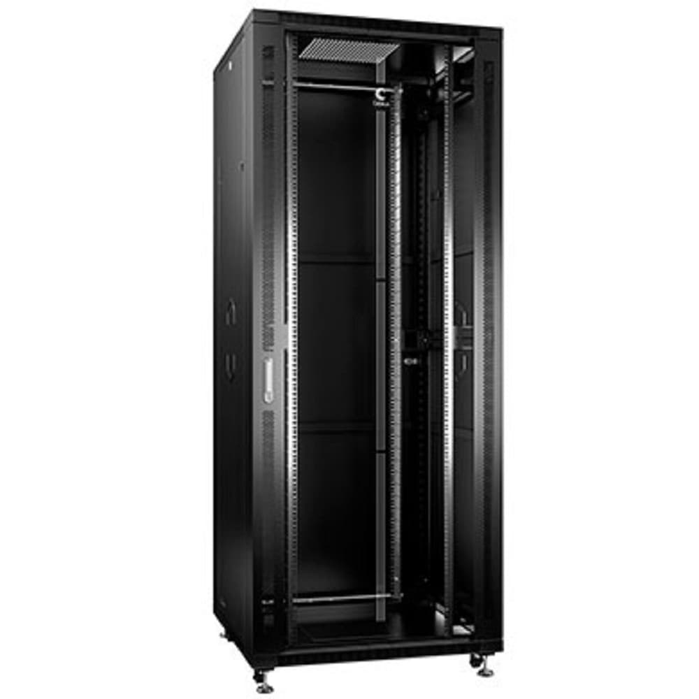 Cabeus SH-05C-42U80/100-BK Шкаф монтажный телекоммуникационный 19" напольный для распределительного и серверного оборудования 42U 800x1000x2055mm передняя стеклянная и задняя сплошная металлическая дв
