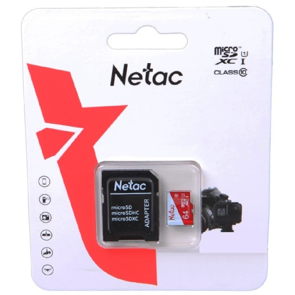 Micro SecureDigital 64GB Netac P500 ECO <NT02P500ECO-064G-R> (с SD адаптером)