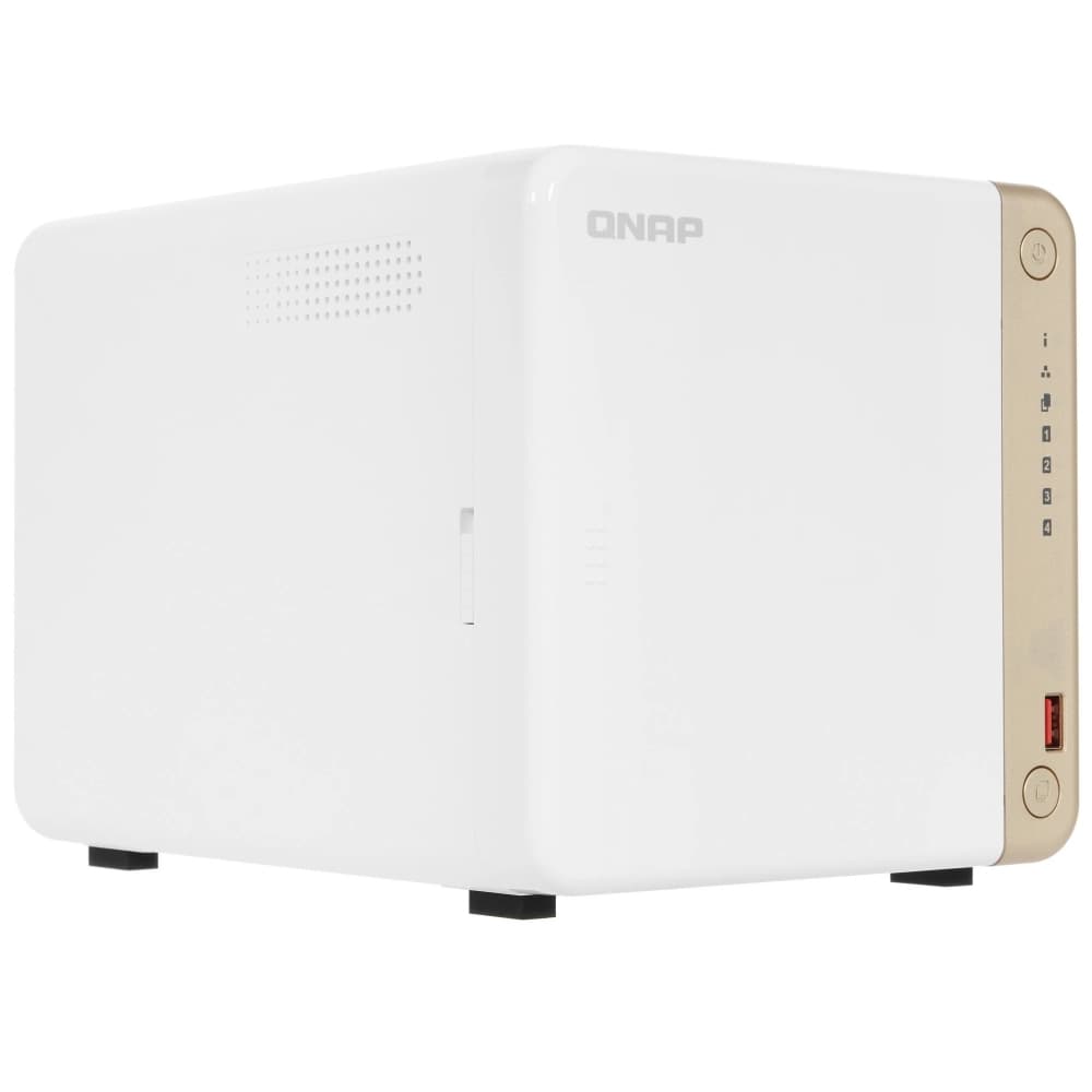 QNAP TS-462-4G Сетевое хранилище без дисков/ channel NAS 4 HDD trays, 2 x M.2 NVMe PCIe Gen 3 x1, 2-core Intel Celeron N4505 2.9 GHz, 4 GB RAM (1 x 2GB + RAM-2GDR4T0-SO-2400) up to 16 GB (2 x 8GB), 1x