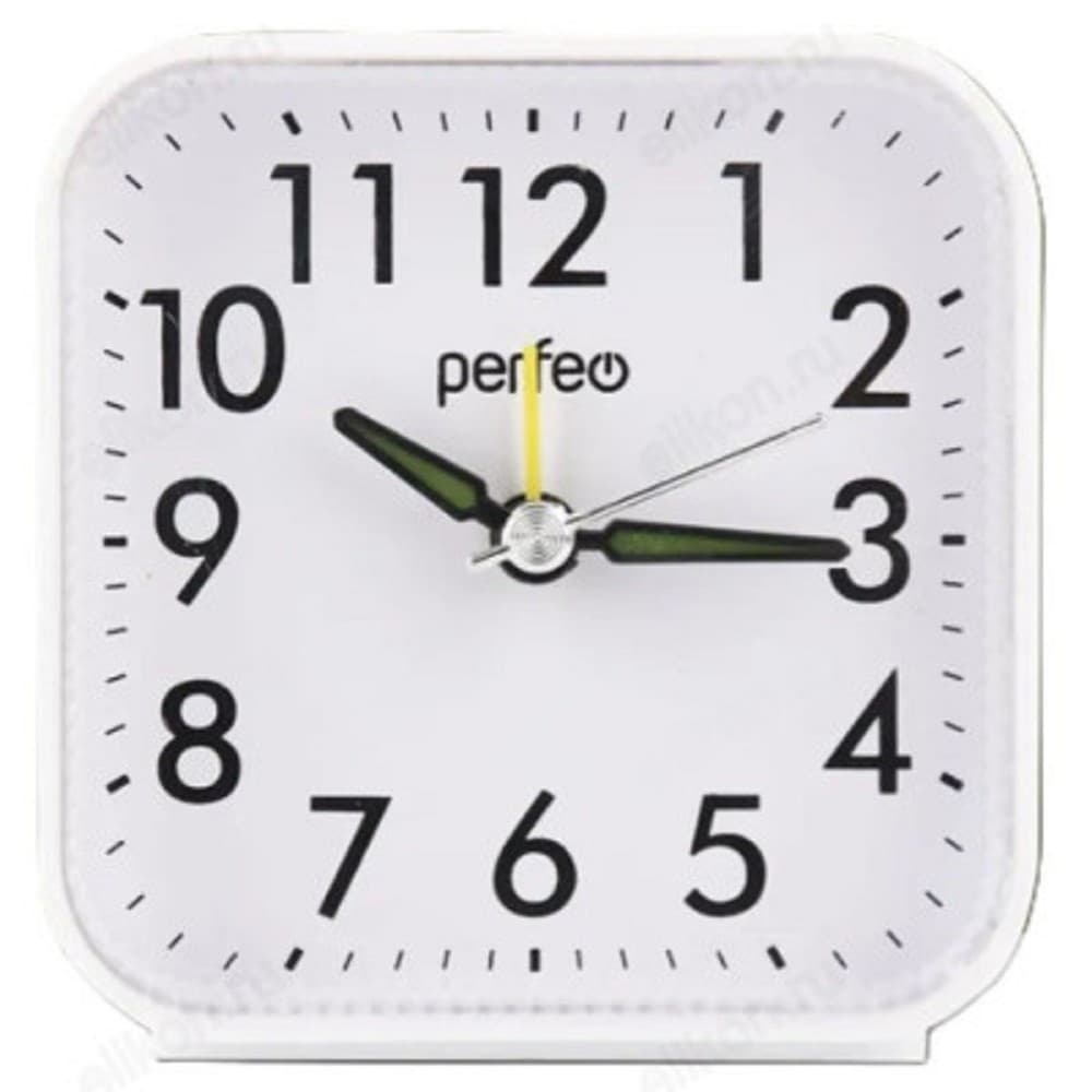 Perfeo Quartz часы-будильник "PF-TC-022", квадратные, белые