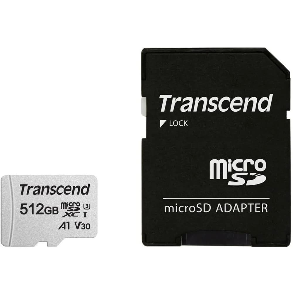 Micro SecureDigital 512Gb Transcend Class10 TS512GUSD300S-A + adapter