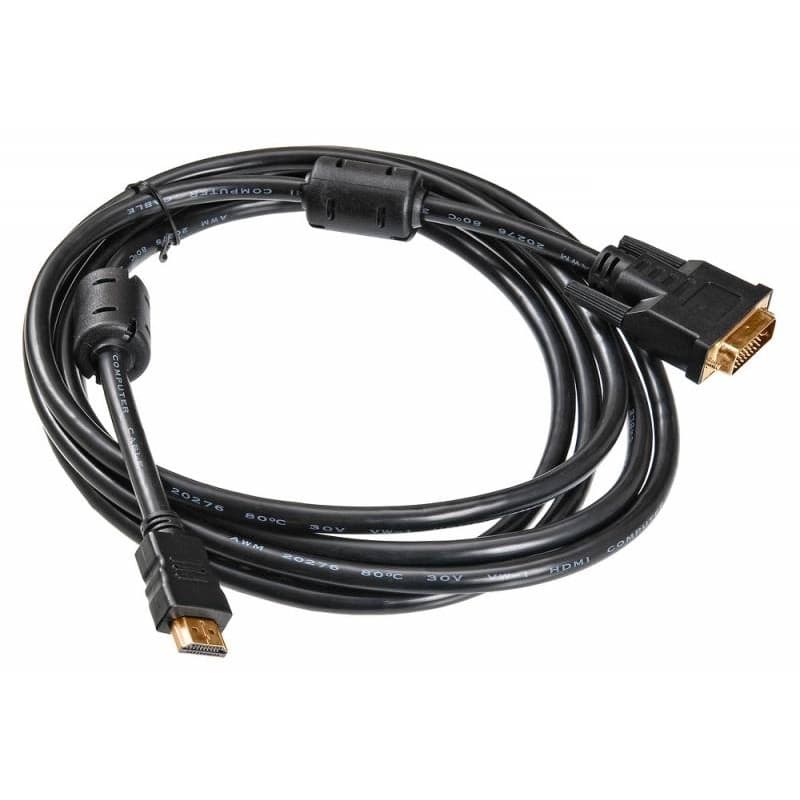 Кабель Buro HDMI-19M-DVI-D-3M HDMI (m) DVI-D (m) 3м феррит.кольца