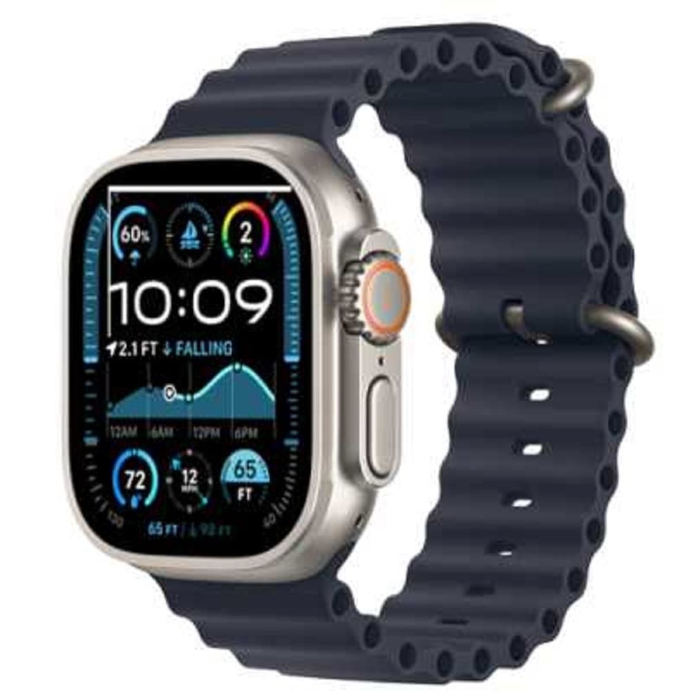 Apple Watch Ultra 2 (2024) 49mm Natural Titanium Case with Navy Ocean Band (MX4D3LW/A)