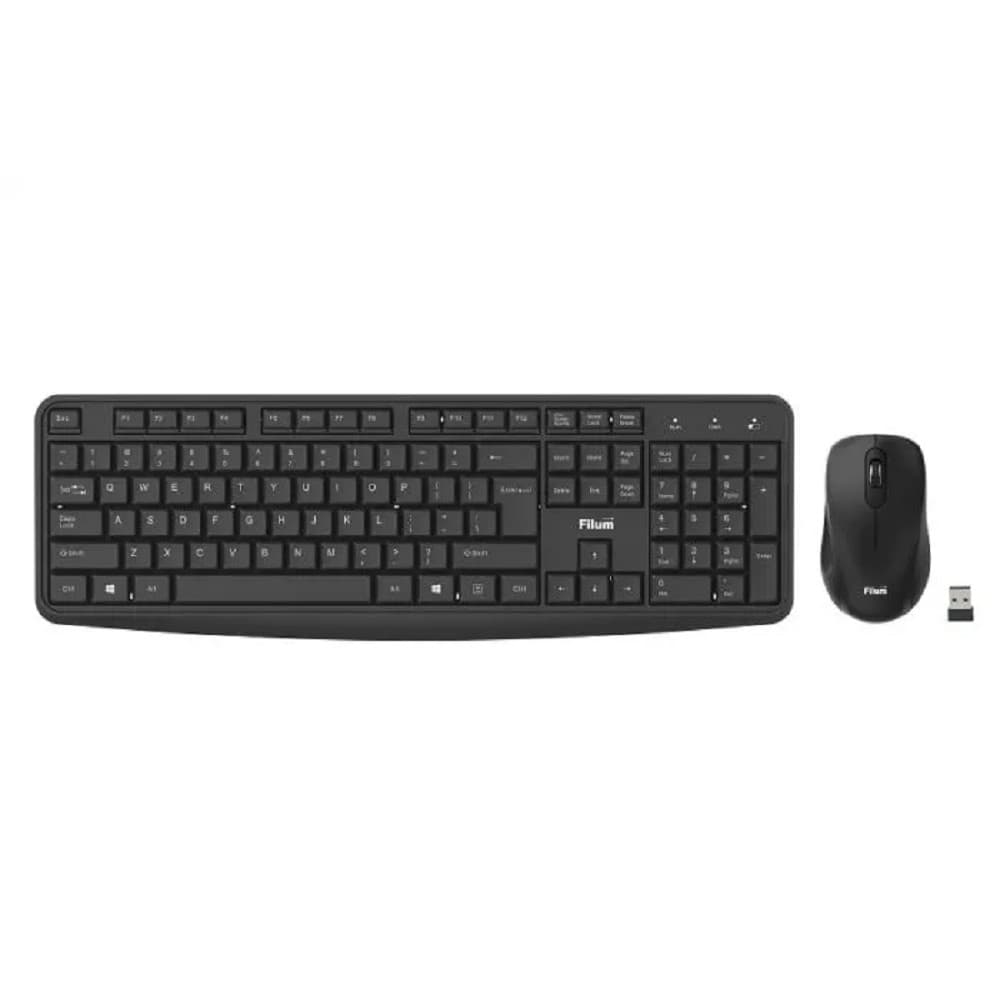 Клавиатура и мышь Wireless Filum FL-KTW05-BK мышь оптическая USB, 4 кл., DPI: 800/1200/1600, 104 кл., тип клавиатуры: мембранная, питание АА 1 шт., че