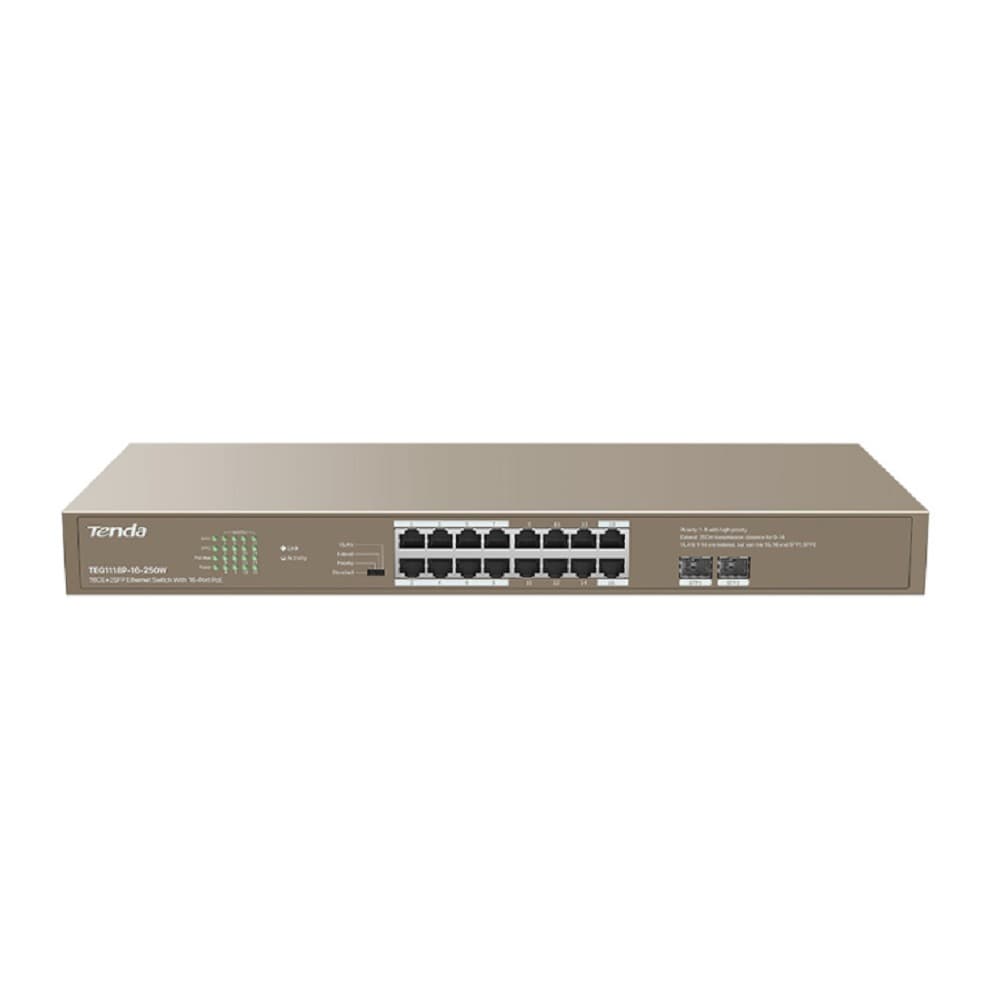 Коммутатор (свитч) Tenda TEG1118P-16-250W